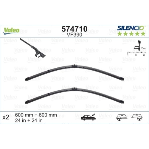 Wischblatt Valeo 574710 Silencio Flat Blade Set für Mercedes Benz Mercedes Benz