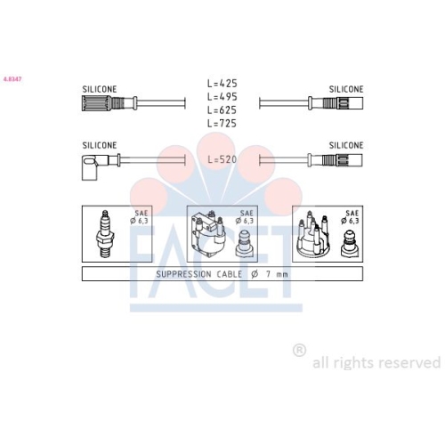 Zündleitungssatz Facet 4.8347 Made In Italy - Oe Equivalent für Fiat