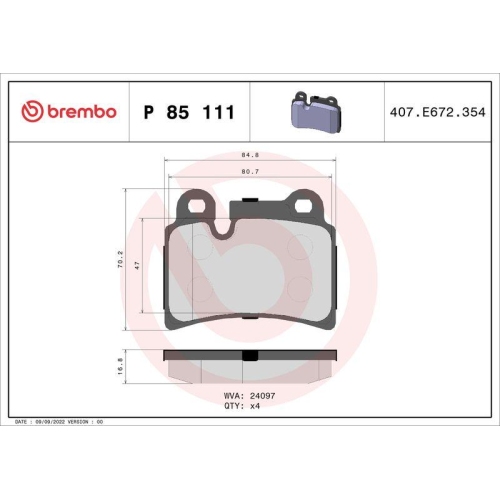 Bremsbelagsatz Scheibenbremse Brembo P85111 Prime Line für Audi Seat Skoda VW