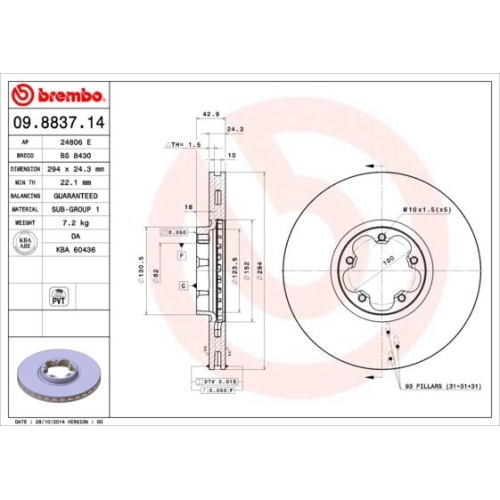 2X Brembo Bremsscheibe Vorderachse Prime Line für Ford