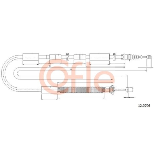 Seilzug Feststellbremse Cofle 12.0706 für Fiat Hinten Rechts