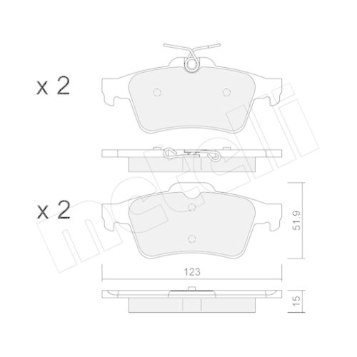 Bremsbelagsatz Scheibenbremse Metelli 22-0337-3 für Ford Volvo Hinterachse