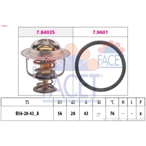 Thermostat Kühlmittel Facet 7.8403 Made In Italy - Oe Equivalent für Fiat