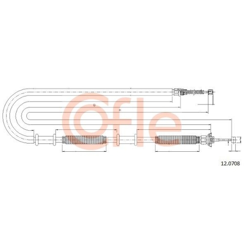 Seilzug Feststellbremse Cofle 12.0708 für Fiat Hinten Rechts