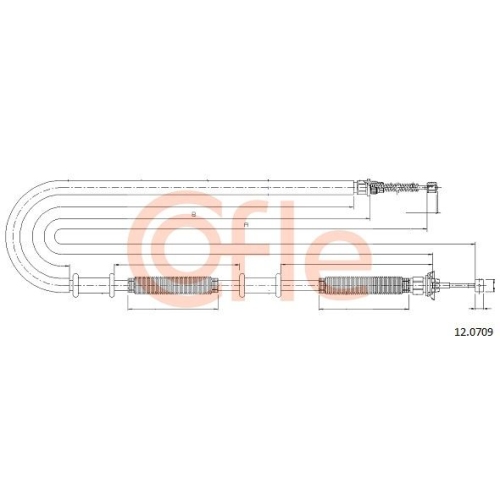 Seilzug Feststellbremse Cofle 12.0709 für Fiat Hinten Rechts