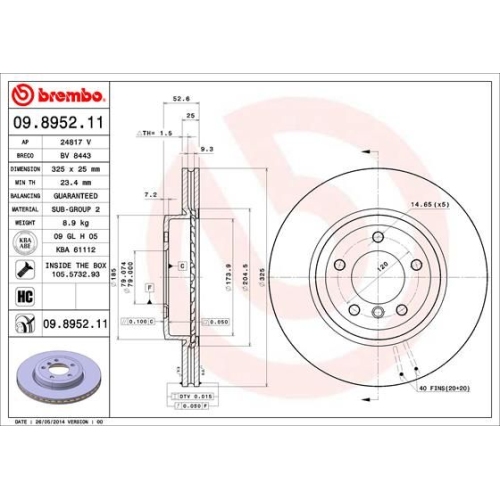 2X Brembo Bremsscheibe Vorderachse Prime Line - Uv Coated für Bmw