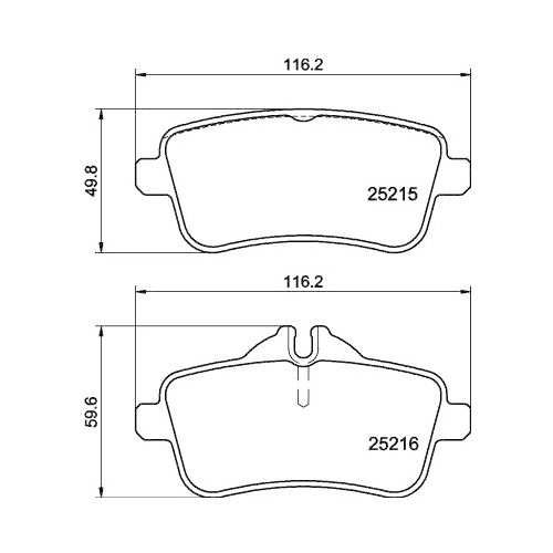 Bremsbelagsatz Scheibenbremse Hella Pagid 8DB 355 019-741 für Mercedes Benz