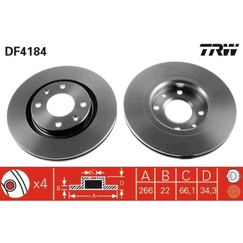 TRW 2X Bremsscheibe für Citroën Opel Peugeot Vauxhall Dongfeng DS