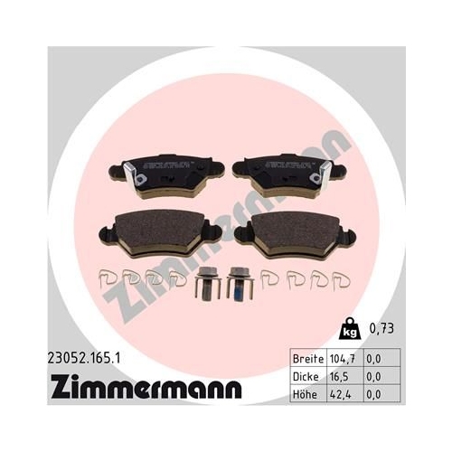 Bremsbelagsatz Scheibenbremse Zimmermann 23052.165.1 für Opel Vauxhall