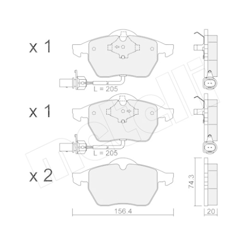 Bremsbelagsatz Scheibenbremse Metelli 22-0181-3 für Audi VW Vorderachse