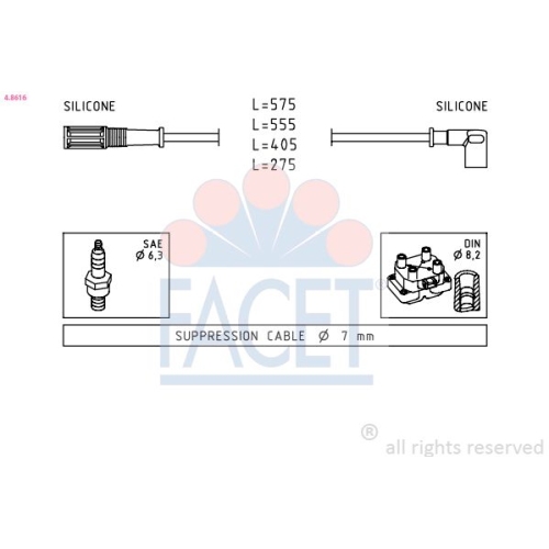 Zündleitungssatz Facet 4.8616 Made In Italy - Oe Equivalent für Fiat Lancia