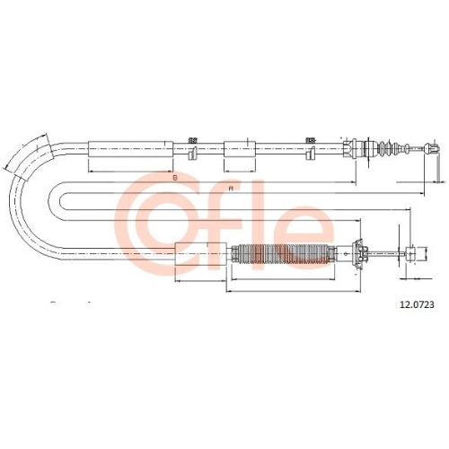 Seilzug Feststellbremse Cofle 12.0723 für Fiat Hinten Links