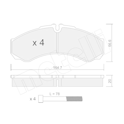 Bremsbelagsatz Scheibenbremse Metelli 22-0212-1 für Iveco Hinterachse