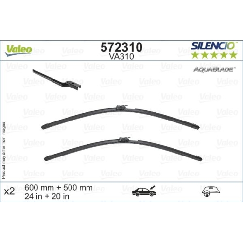 Wischblatt Valeo 572310 Silencio Aquablade Set f&uuml;r Volvo Vorne