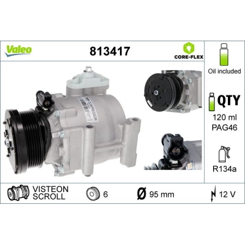 Kompressor Klimaanlage Valeo 813417 Valeo Core-flex für Ford