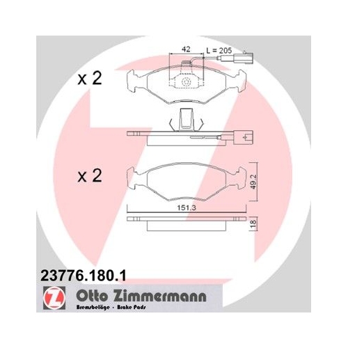 Bremsbelagsatz Scheibenbremse Zimmermann 23776.180.1 für Fiat