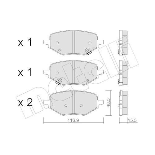 Bremsbelagsatz Scheibenbremse Metelli 22-1394-0 für MG Hinterachse