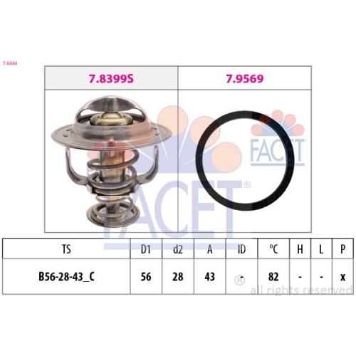 Thermostat Kühlmittel Facet 7.8444 Made In Italy - Oe Equivalent für Toyota