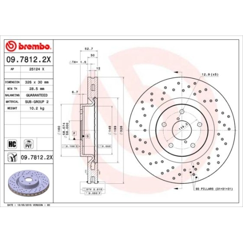 1X Brembo Bremsscheibe Vorderachse Xtra Line - Xtra für Subaru