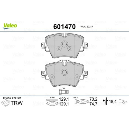 Bremsbelagsatz Scheibenbremse Valeo 601470 für Bmw Mini Bmw (brilliance) Cowin