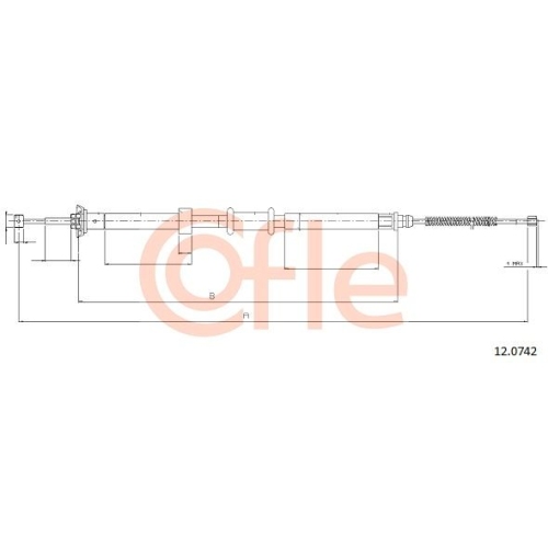 Seilzug Feststellbremse Cofle 12.0742 für Fiat Hinten Rechts
