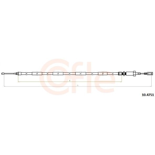 Seilzug Feststellbremse Cofle 10.4751 für Fiat Hinten Rechts