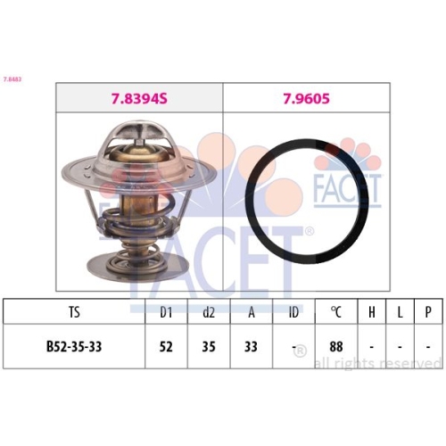 Thermostat Kühlmittel Facet 7.8483 Made In Italy - Oe Equivalent für Ford