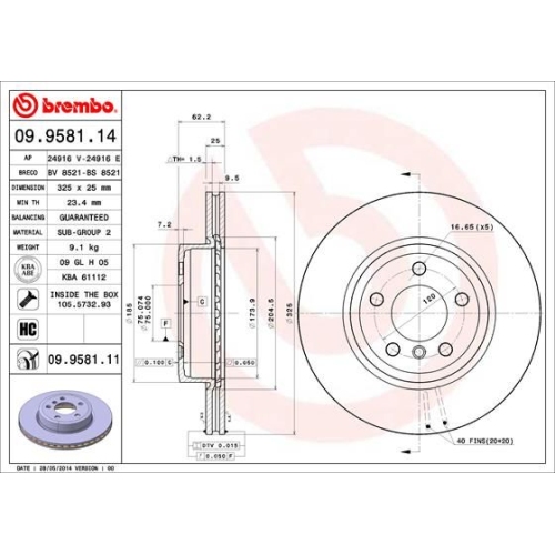 1X Brembo Bremsscheibe Vorderachse Prime Line - Uv Coated für Bmw