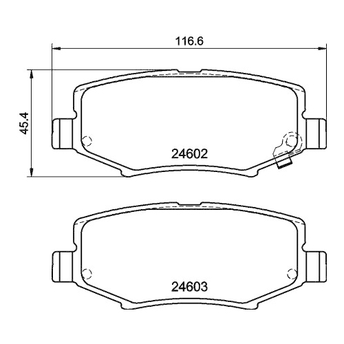 Bremsbelagsatz Scheibenbremse Hella Pagid 8DB 355 014-381 für Chrysler Dodge