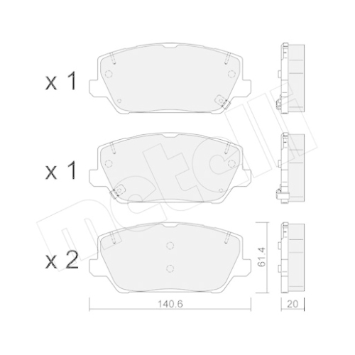 Bremsbelagsatz Scheibenbremse Metelli 22-1241-0 für Hyundai Kia Vorderachse