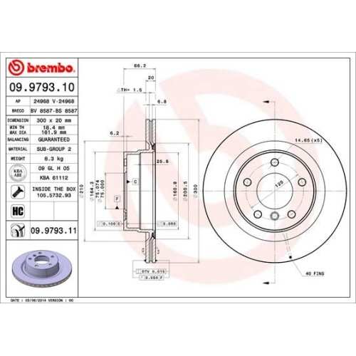 2X Brembo Bremsscheibe Hinterachse Prime Line für Bmw