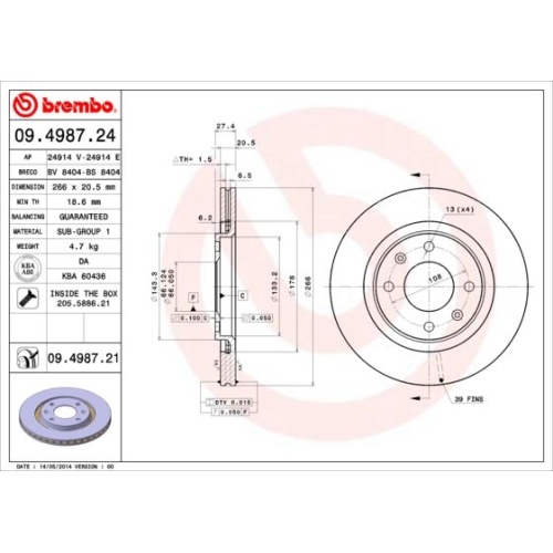 2X Brembo Bremsscheibe Prime Line - Uv Coated für Citroën Peugeot