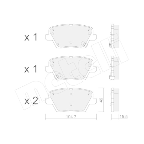 Bremsbelagsatz Scheibenbremse Metelli 22-1243-0 für Hyundai Kia Hinterachse