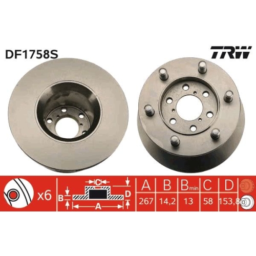 TRW 1X Bremsscheibe Vorderachse für Alfa Romeo Fiat Iveco