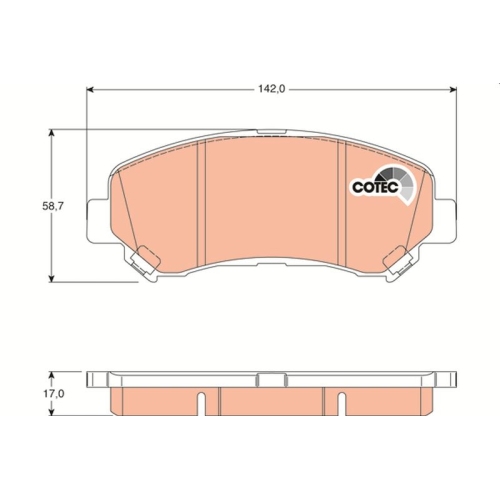 Bremsbelagsatz Scheibenbremse Trw GDB3467 Cotec für Nissan Suzuki Vorderachse