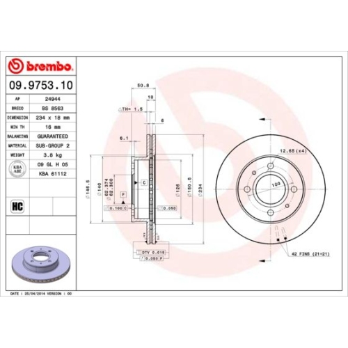 2X Brembo Bremsscheibe Vorderachse Prime Line für Hyundai