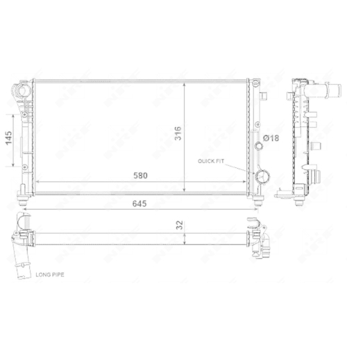 Kühler Motorkühlung Nrf 58376 für Fiat