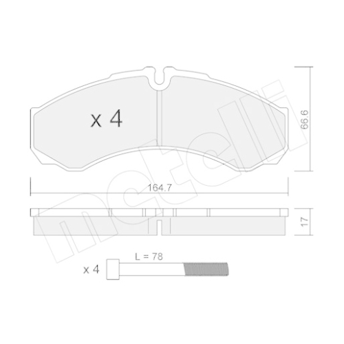 Bremsbelagsatz Scheibenbremse Metelli 22-0212-3 für Iveco Vorderachse