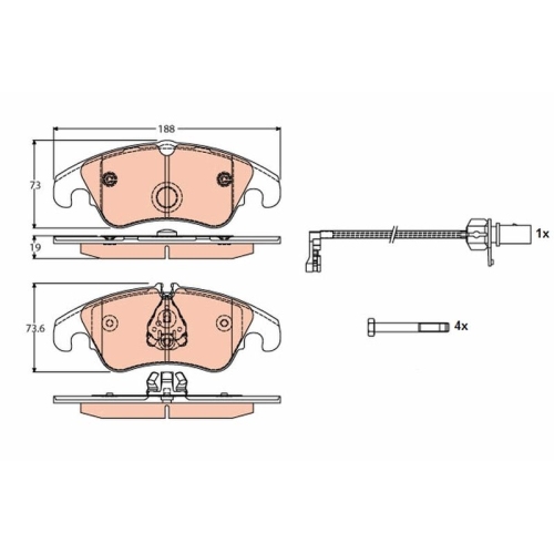 Bremsbelagsatz Scheibenbremse Trw GDB1768 Cotec für Audi VW Audi (faw)