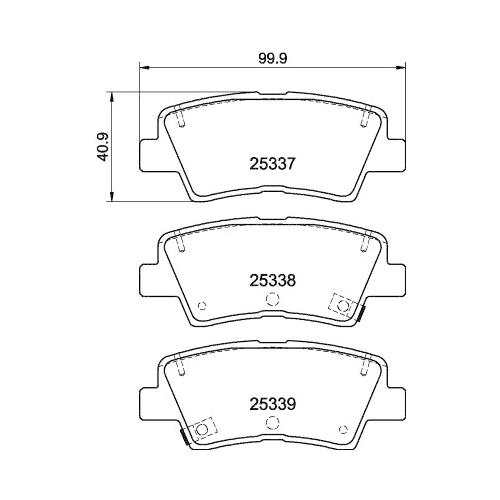 Bremsbelagsatz Scheibenbremse Hella Pagid 8DB 355 019-981 für Ssangyong Hyundai