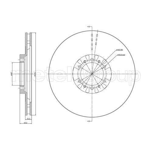 Metelli 2X Bremsscheibe Vorderachse für Mitsubishi