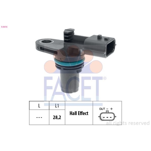 Sensor Nockenwellenposition Facet 9.0616 Made In Italy - Oe Equivalent für Fiat