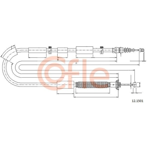 Seilzug Feststellbremse Cofle 12.1501 für Lancia Hinten Rechts