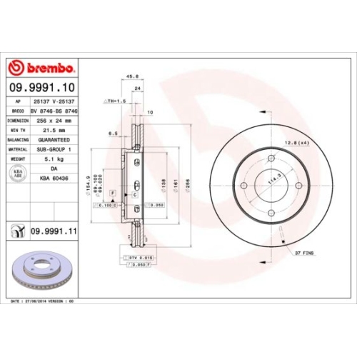 2X Brembo Bremsscheibe Prime Line - Uv Coated für Mitsubishi Smart