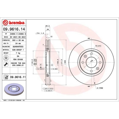 2X Brembo Bremsscheibe Vorderachse Prime Line - Uv Coated für Peugeot