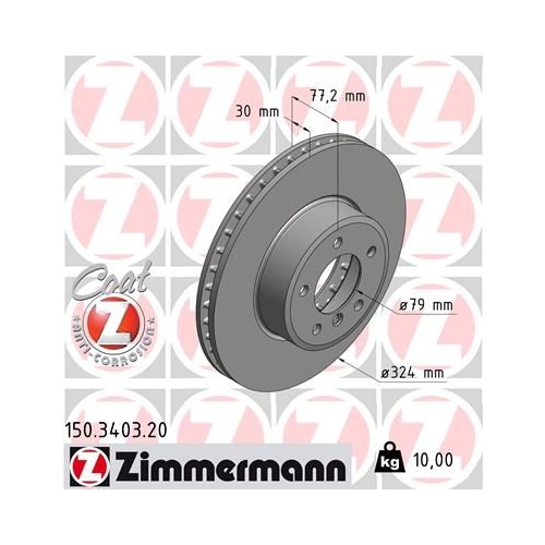 Zimmermann 2X Bremsscheibe Vorderachse Coat Z für Bmw Bmw (brilliance)