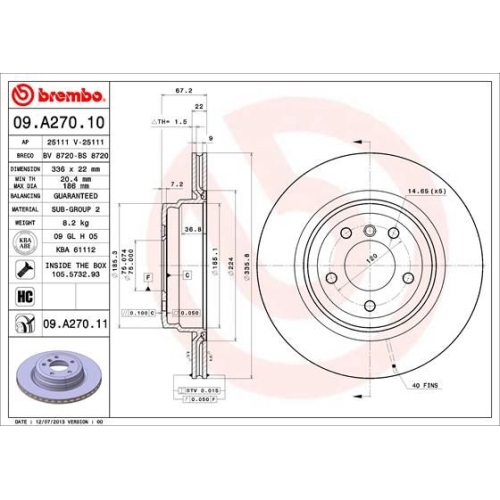 2X Brembo Bremsscheibe Hinterachse Prime Line - Uv Coated für Bmw