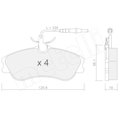 Bremsbelagsatz Scheibenbremse Metelli 22-0217-0 für Citroën Peugeot Vorderachse