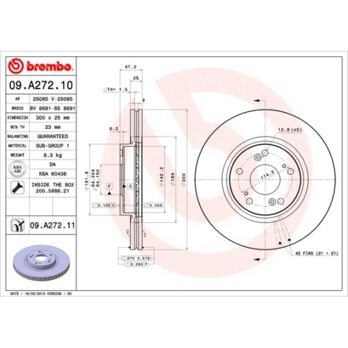 2X Brembo Bremsscheibe Vorderachse Prime Line für Honda