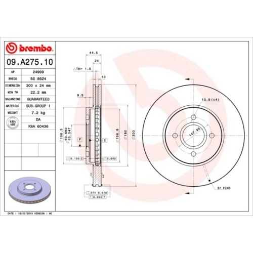 2X Brembo Bremsscheibe Vorderachse Prime Line für Ford